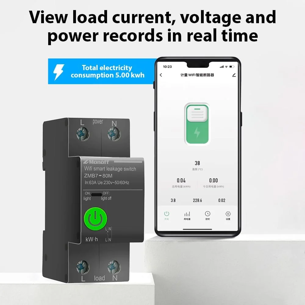 کلید مدار هوشمند 2P Joleritc با قابلیت اتصال به وای فای و اپلیکیشن Tuya، دارای آمار برق، کلید نشتی با حفاظت از نشتی، حفاظت از ولتاژ بالا و پایین و کنترل از راه دور با تلفن همراه کلید مدار هوشمند 2P Joleritc با قابلیت اتصال به وای فای و اپلیکیشن Tuya، دارای آمار برق، کلید نشتی با حفاظت از نشتی، حفاظت از ولتاژ بالا و پایین و کنترل از راه دور با تلفن همراه