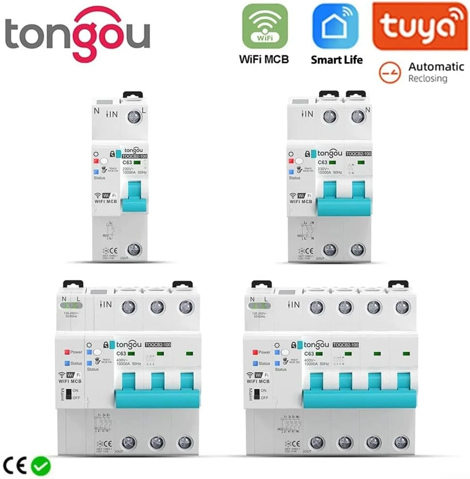 کلید مدار شکن وای فای SPORTARC 2P برای Tuya MCB با قابلیت اندازه گیری، تایمر و کنترل از راه دور بی سیم برای Smart Life کلید مدار شکن وای فای SPORTARC 2P برای Tuya MCB با قابلیت اندازه گیری، تایمر و کنترل از راه دور بی سیم برای Smart Life