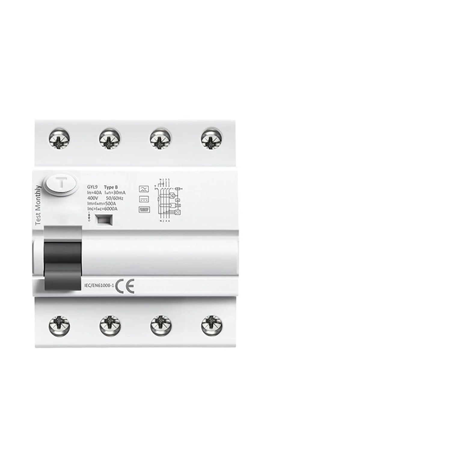 قطع کننده مدار ZIPCOM نوع B، قطع کننده جریان نشتی زمین، ریلی Din، RCCB RCD 4P 40A 63A 30mA 300mA نوع B RCD 6KA (اندازه: 2P، رنگ: 40A 100mA)