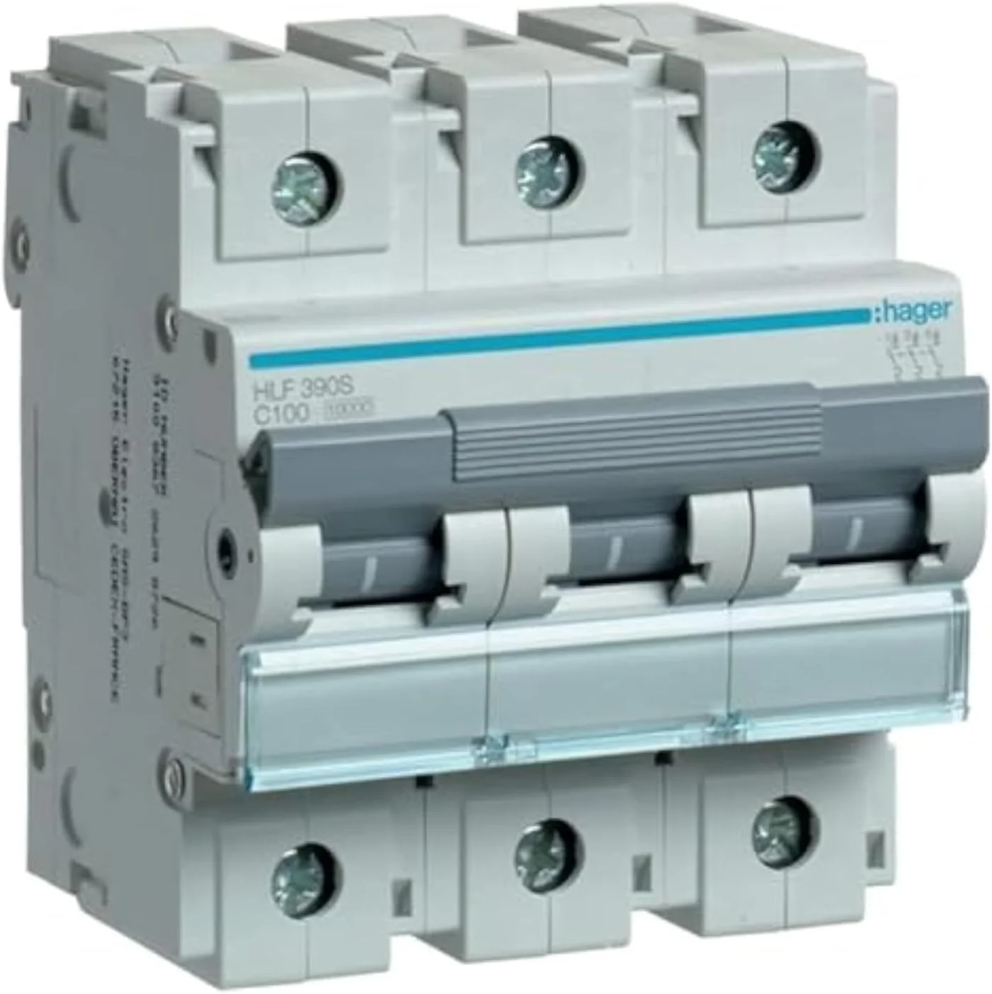 فیوز مینیاتوری سه پل 100 آمپر 10 کیلو آمپر HAGER مدل HLF390S (معادل NM384 قدیمی)