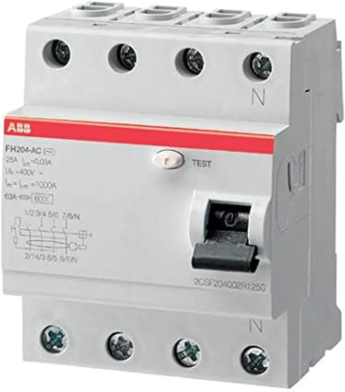 کلید محافظ جان ABB - 63 آمپر 4 پل 30 میلی آمپر - FH204 AC-63/0,03