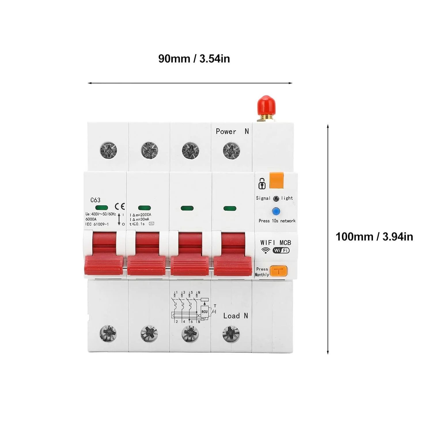 کلید مدار شکن هوشمند WiFi GUPE، AC 400V 63A 4P کنترل از راه دور برنامه تلفن همراه کلید مدار شکن ریلی Din IP20 کلید مدار شکن مینیاتوری با قفل برای کارخانه ها و منازل کلید مدار شکن هوشمند WiFi GUPE، AC 400V 63A 4P کنترل از راه دور برنامه تلفن همراه کلید مدار شکن ریلی Din IP20 کلید مدار شکن مینیاتوری با قفل برای کارخانه ها و منازل