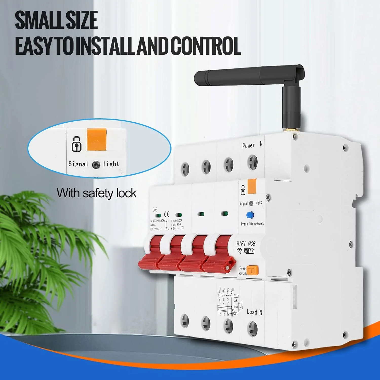 کلید مدار شکن هوشمند WiFi GUPE، AC 400V 63A 4P کنترل از راه دور برنامه تلفن همراه کلید مدار شکن ریلی Din IP20 کلید مدار شکن مینیاتوری با قفل برای کارخانه ها و منازل کلید مدار شکن هوشمند WiFi GUPE، AC 400V 63A 4P کنترل از راه دور برنامه تلفن همراه کلید مدار شکن ریلی Din IP20 کلید مدار شکن مینیاتوری با قفل برای کارخانه ها و منازل