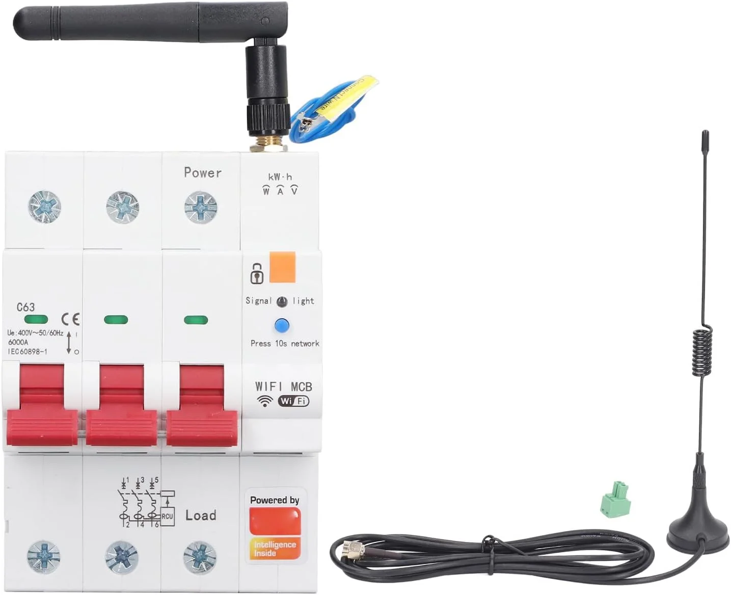 کلید مدار شکن وای فای Fannay، 3 پل AC 400V 63 آمپر کنترل از راه دور تلفن همراه، کلید مدار شکن مینیاتوری هوشمند، کلید قطع کننده هوشمند نشت یابی وای فای برای لوازم خانگی