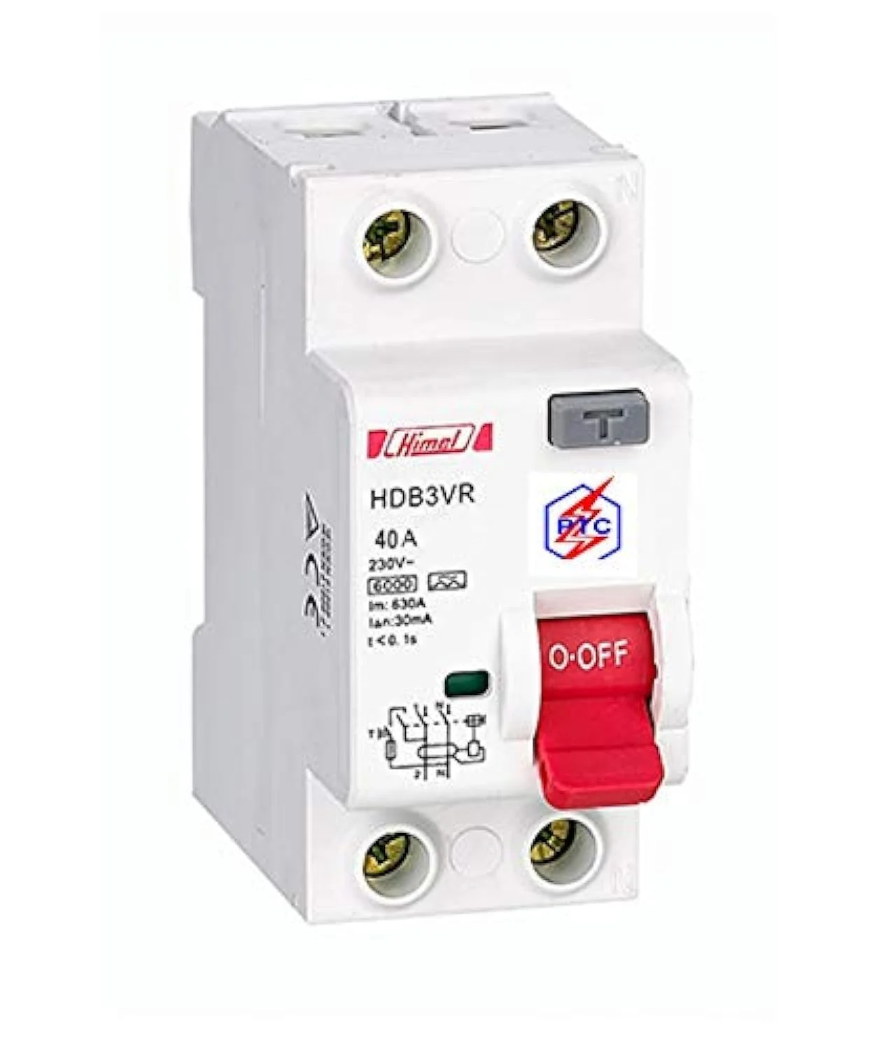 کلید محافظ جان (ELCB/RCCB) هیمل 40 آمپر 2 پل 100 میلی آمپر مدل HDB3VR240YC
