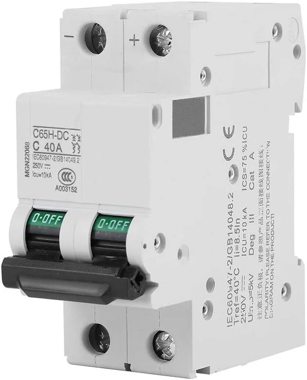 کلید مینیاتوری DC سریع قطع Oreilet C65H-DC، 2 پل DC 250 ولت سیستم خورشیدی برای پنل های خورشیدی سیستم شبکه بادی (40 آمپر)