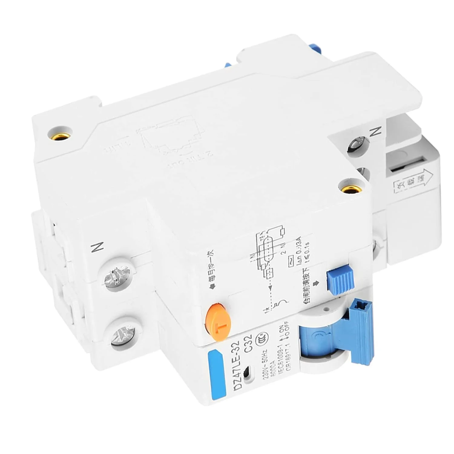 کلید محافظ جان Eacam، مدل DZ47LE-32 1P+N C32 RCCB، جریان نشتی 30mA، ولتاژ 230V، سایز جمع و جور، محافظت در برابر برق گرفتگی، مناسب برای دکوراسیون منزل، ساخت و ساز مهندسی، مناطق روستایی