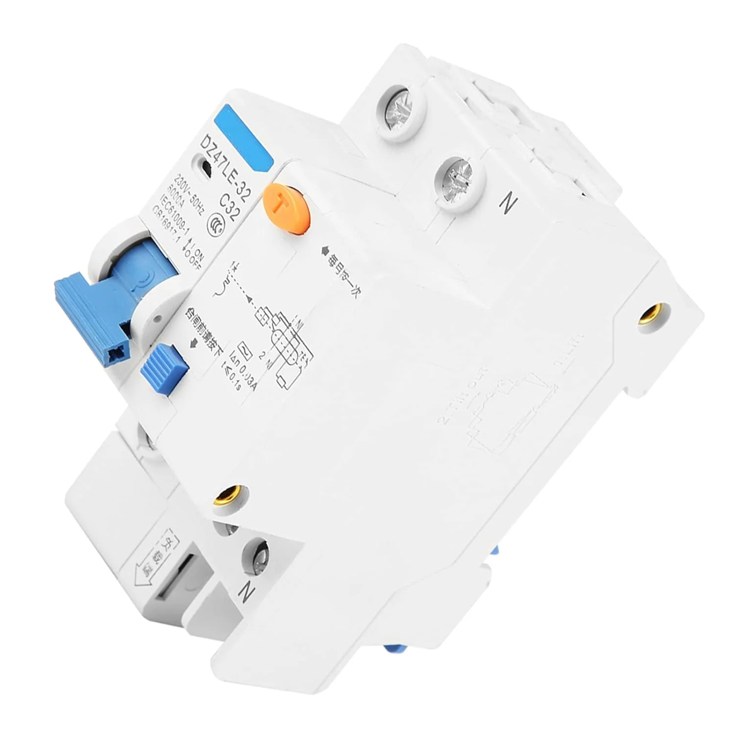 کلید محافظ جان Eacam، مدل DZ47LE-32 1P+N C32 RCCB، جریان نشتی 30mA، ولتاژ 230V، سایز جمع و جور، محافظت در برابر برق گرفتگی، مناسب برای دکوراسیون منزل، ساخت و ساز مهندسی، مناطق روستایی