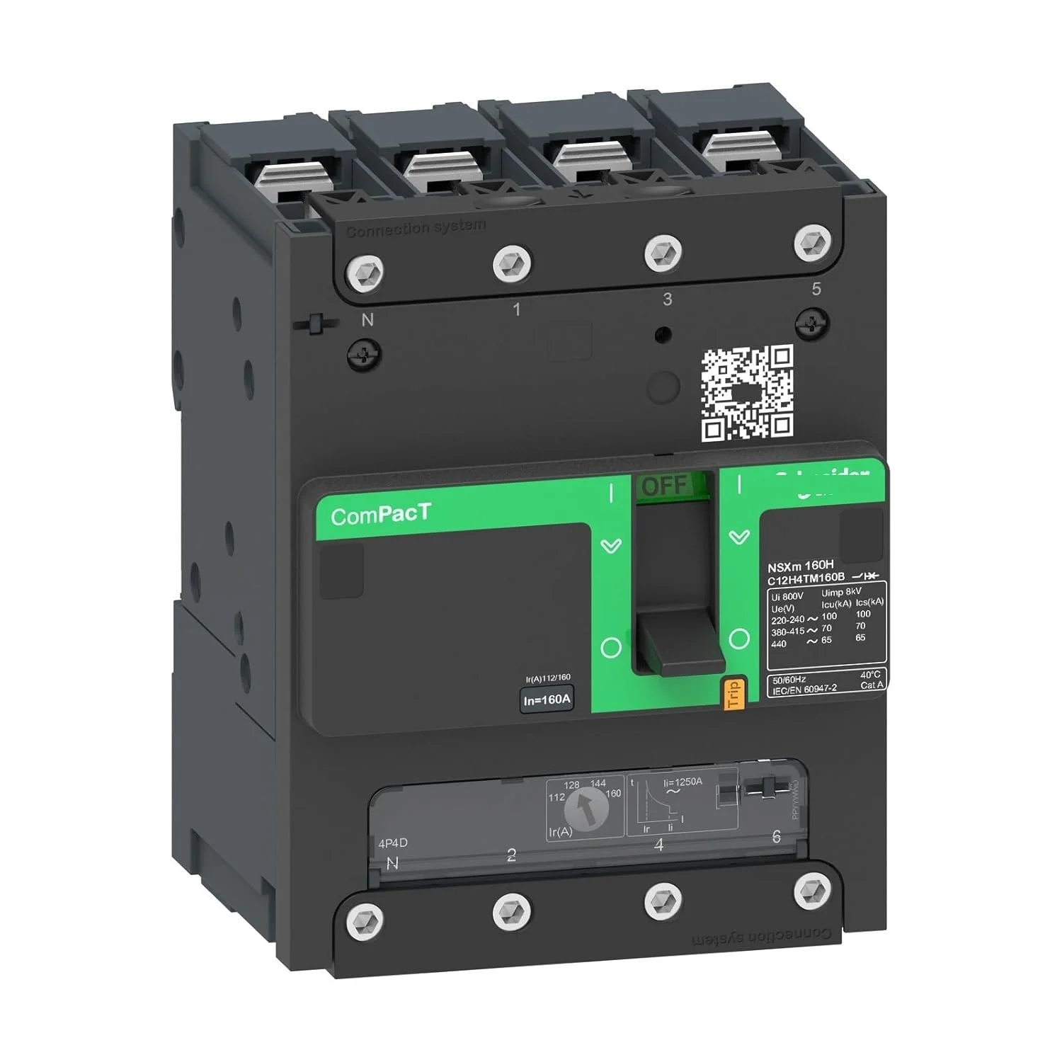 بریکر مدار باس‌بار مدل LV427463 NSX100m N TM40D 4P3D C11N6TM040BZ NSX100m N 50kA AC 4P3D 40A TMD BUSBAR