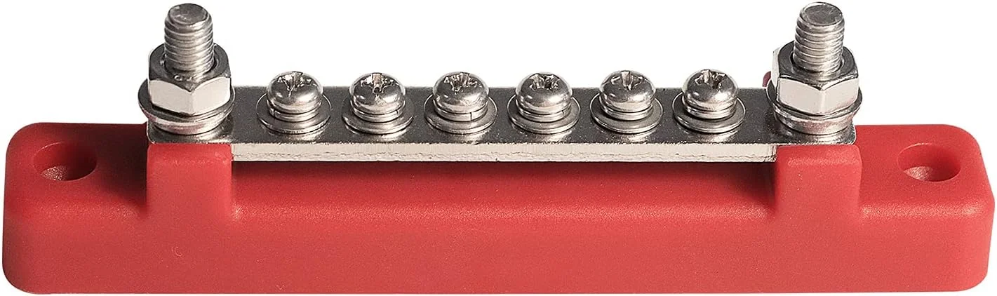 بلوک توزیع برق 6 ترمینال تک ردیفه 150 آمپر با پوشش، توزیع زمین، بلوک ترمینال توزیع برق با 6 پیچ M4 و 2 گل میخ، برای خودرو، قایق، دریایی، کاروان، RV بلوک توزیع برق 6 ترمینال تک ردیفه 150 آمپر با پوشش، توزیع زمین، بلوک ترمینال توزیع برق با 6 پیچ M4 و 2 گل میخ، برای خودرو، قایق، دریایی، کاروان، RV