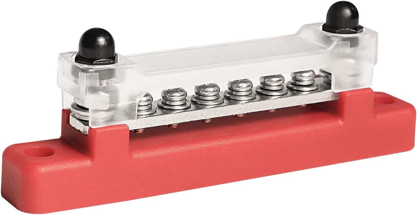 بلوک توزیع برق 6 ترمینال تک ردیفه 150 آمپر با پوشش، توزیع زمین، بلوک ترمینال توزیع برق با 6 پیچ M4 و 2 گل میخ، برای خودرو، قایق، دریایی، کاروان، RV بلوک توزیع برق 6 ترمینال تک ردیفه 150 آمپر با پوشش، توزیع زمین، بلوک ترمینال توزیع برق با 6 پیچ M4 و 2 گل میخ، برای خودرو، قایق، دریایی، کاروان، RV