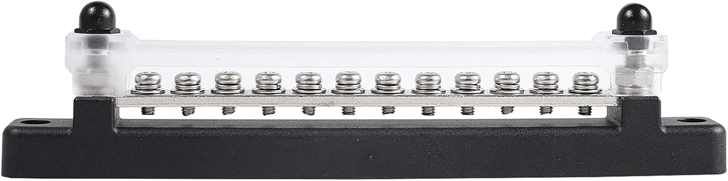 بلوک باس بار 12 ترمینال 130 آمپر/150 آمپر با پوشش برای توزیع برق خودرو، قایق، دریایی، بلوک ترمینال M4/12 پیچ + M6/2 استد