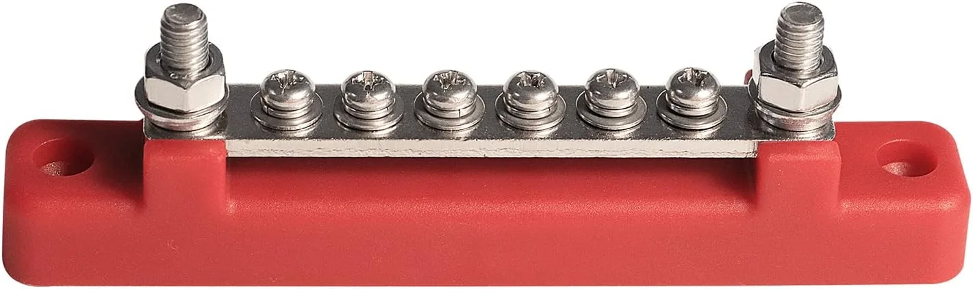 شینه برق تک ردیفه 6 ترمیناله 150 آمپر با پوشش، توزیع زمین، بلوک ترمینال توزیع برق با 6 پیچ M4 و 2 گل میخ، برای خودرو، قایق، دریایی، کاروان RV، قرمز مشکی شینه برق تک ردیفه 6 ترمیناله 150 آمپر با پوشش، توزیع زمین، بلوک ترمینال توزیع برق با 6 پیچ M4 و 2 گل میخ، برای خودرو، قایق، دریایی، کاروان RV، قرمز مشکی