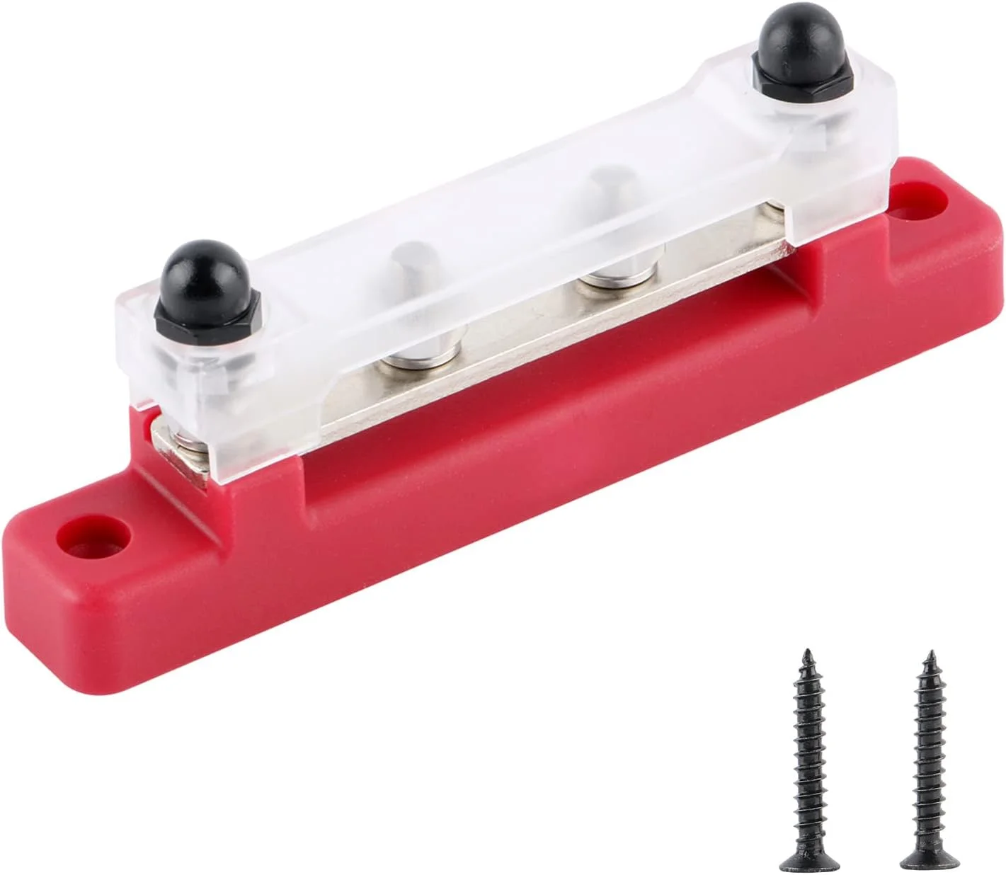 بلوک باس بار تک ردیفه با پایه نایلونی M6*4 با پوشش توزیع برق قرمز برای ماشین، قایق، دریایی، کاروان، RV