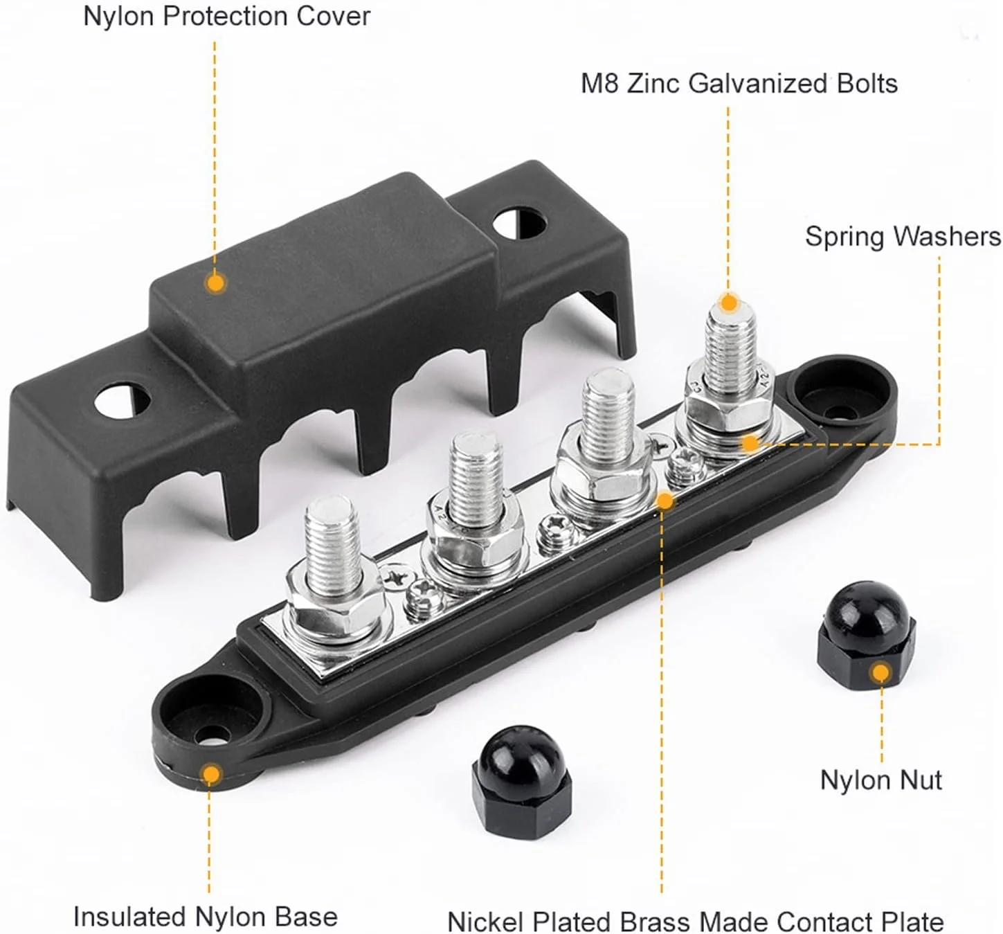 بلوک توزیع 4 ترمینال، مشکی + قرمز M8 4 استد، بلوک های توزیع برق با 2 پوشش و 4 مهره، برای خودروها، RV ها، قایق ها، قایق های تفریحی بلوک توزیع 4 ترمینال، مشکی + قرمز M8 4 استد، بلوک های توزیع برق با 2 پوشش و 4 مهره، برای خودروها، RV ها، قایق ها، قایق های تفریحی