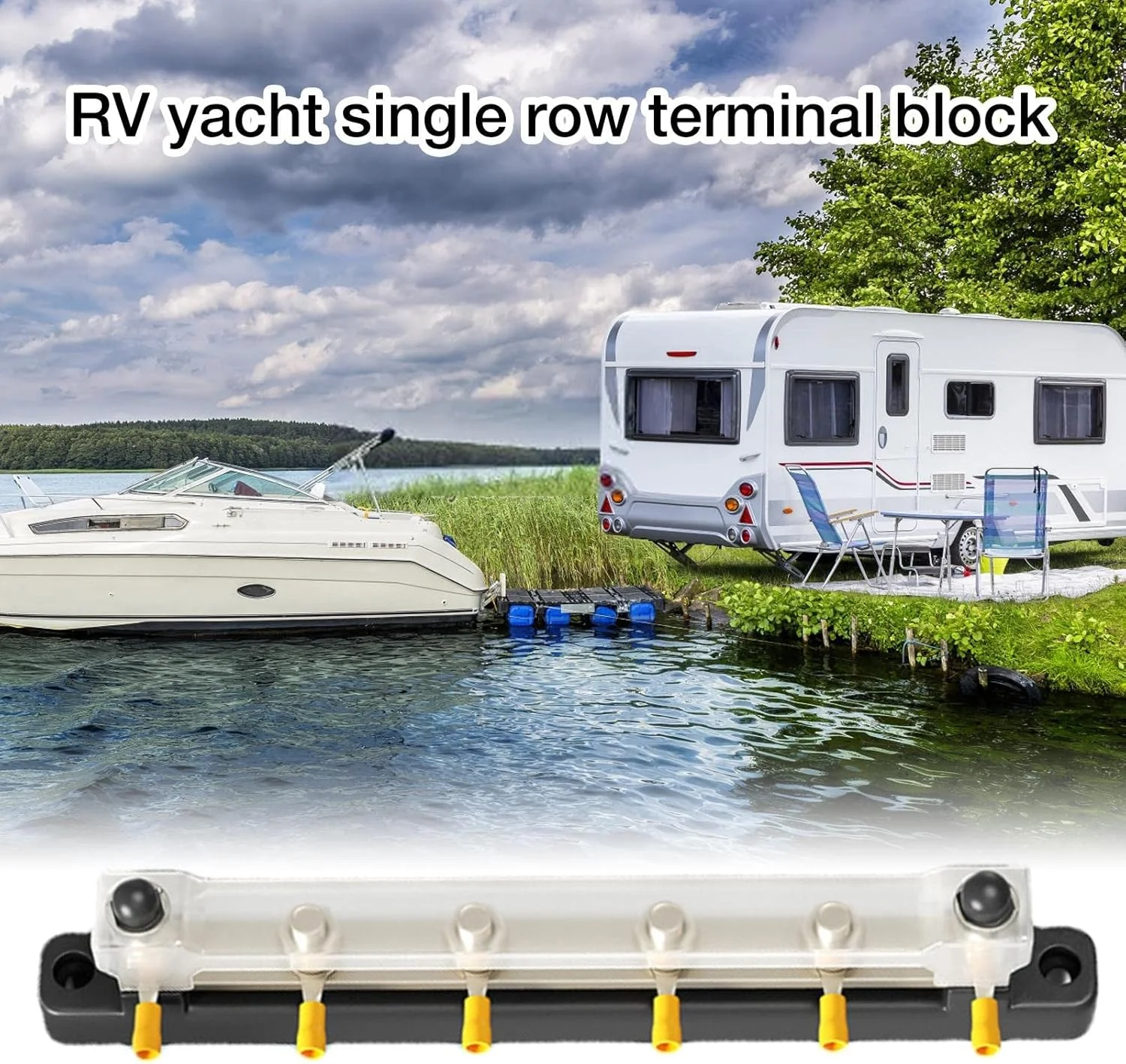 بلوک ترمینال دریایی - بلوک ترمینال پیچی مسی - باس بار 4 طرفه تک ردیفه قایق تفریحی RV باس بار جریان بالا DC 150A ترمینال مسی باس بار 48 ولت با پوشش برای توزیع الکتریکی بلوک ترمینال دریایی - بلوک ترمینال پیچی مسی - باس بار 4 طرفه تک ردیفه قایق تفریحی RV باس بار جریان بالا DC 150A ترمینال مسی باس بار 48 ولت با پوشش برای توزیع الکتریکی