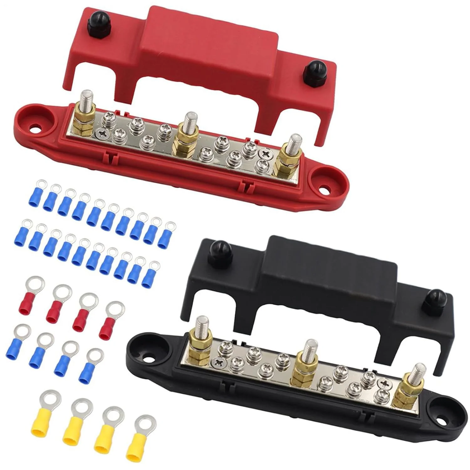 بلوک توزیع برق باس بار - 48 ولت DC 150 آمپر مجموعه باس بار باتری توزیع برق | لوازم الکتریکی سنگین جریان پایدار برای سیم کشی خورشیدی دریایی قایق RV