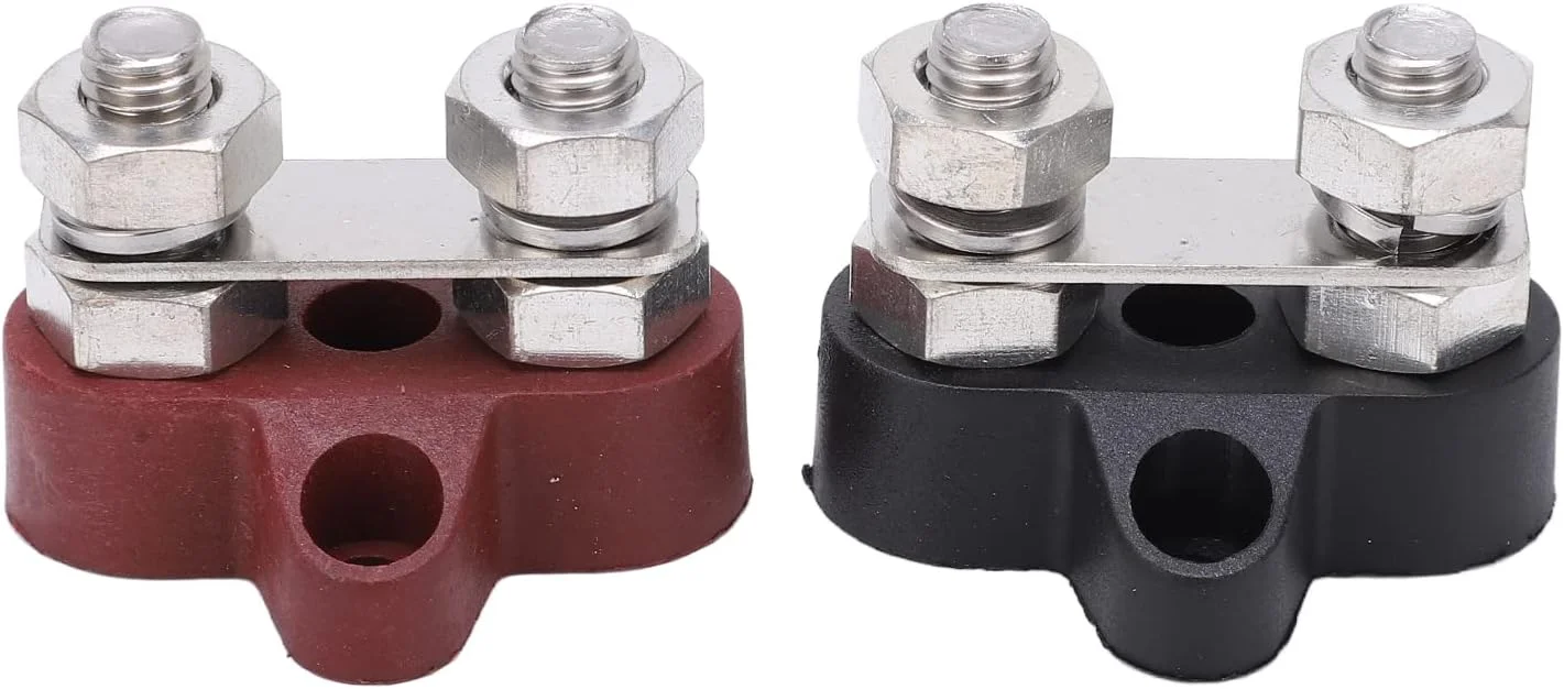 NDNCZDHC 2 عدد ترمینال توزیع برق باتری DC48V M8 قرمز مشکی 80 آمپر M8 میله اتصال رزوه ای برای وسایل نقلیه