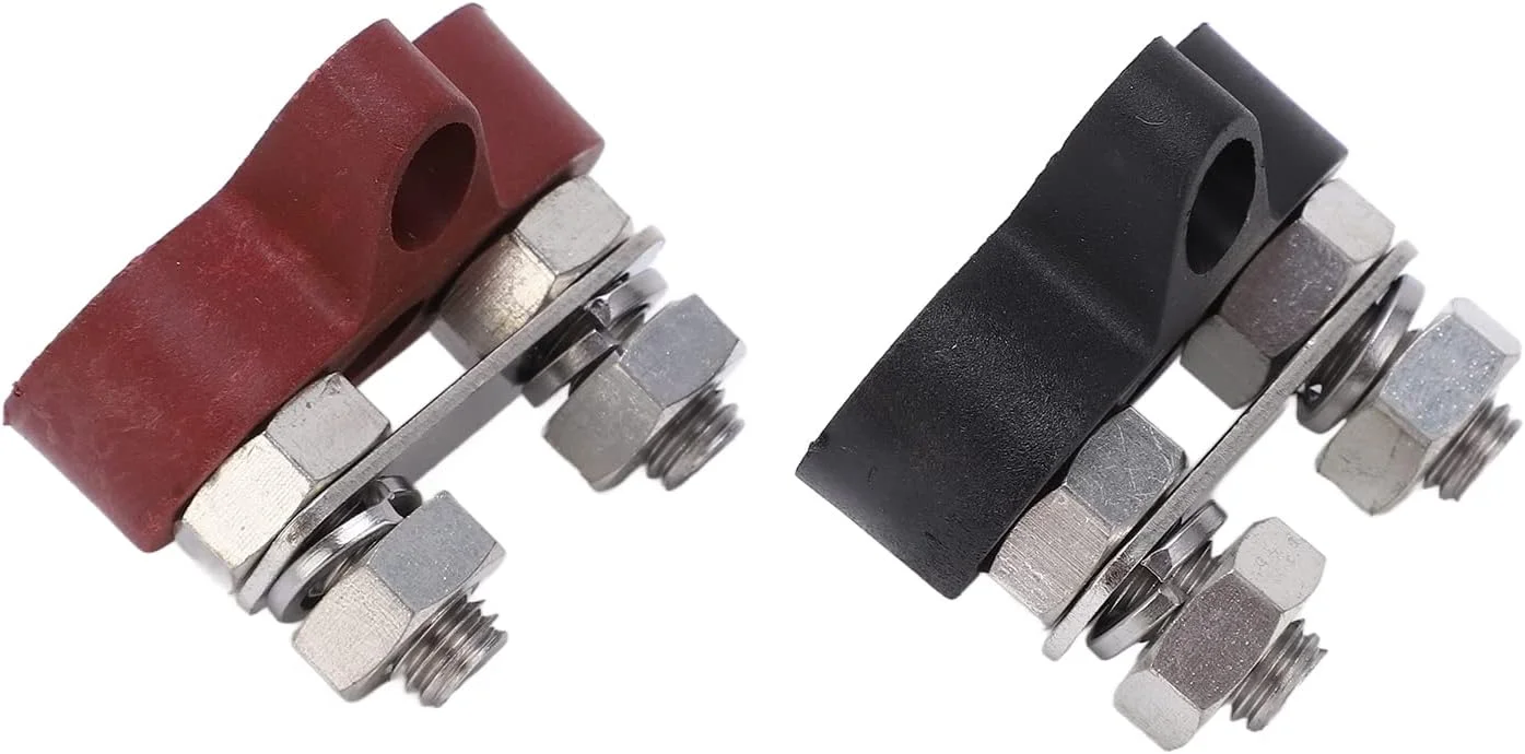 NDNCZDHC 2 عدد ترمینال توزیع برق باتری DC48V M8 قرمز مشکی 80 آمپر M8 میله اتصال رزوه ای برای وسایل نقلیه NDNCZDHC 2 عدد ترمینال توزیع برق باتری DC48V M8 قرمز مشکی 80 آمپر M8 میله اتصال رزوه ای برای وسایل نقلیه