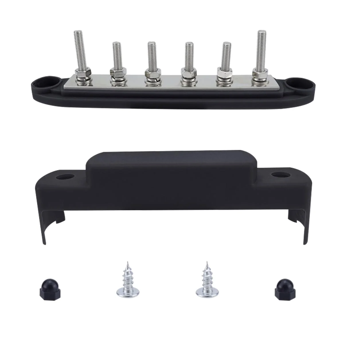 بلوک توزیع برق باس بار دریایی Bittwee 250A 12V، استد باتری باس بار خودرو M6 1/4 اینچی، لوازم جانبی بلوک ترمینال خودرو مثبت منفی، جهانی برای سیستم خورشیدی خودرو RV (مشکی)