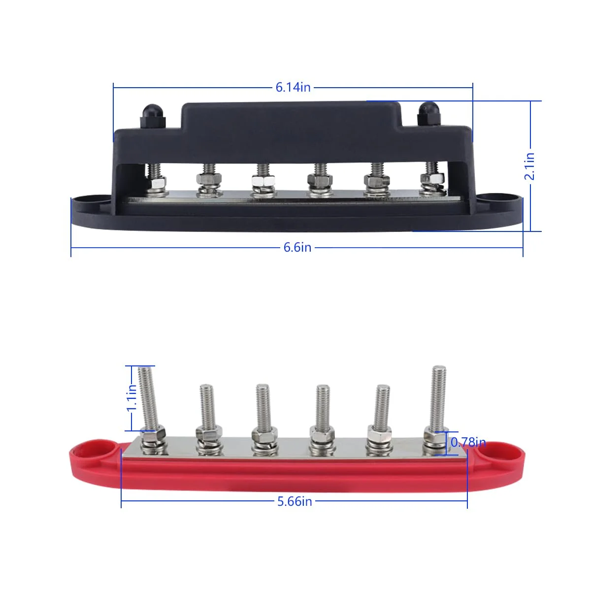 بلوک توزیع برق باس بار دریایی Bittwee 250A 12V، استد باتری باس بار خودرو M6 1/4 اینچی، لوازم جانبی بلوک ترمینال خودرو مثبت منفی، جهانی برای سیستم خورشیدی خودرو RV (مشکی)