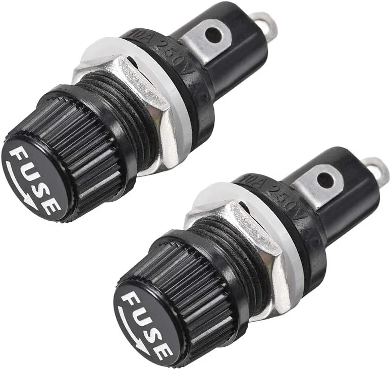 sourcing map نگهدارنده فیوز 5x20mm با درپوش پیچی، نصب روی پنل، AC 125V/15A 250V/10A، 2 عدد