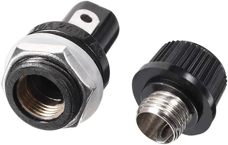 sourcing map نگهدارنده فیوز 5x20mm با درپوش پیچی، نصب روی پنل، AC 125V/15A 250V/10A، 2 عدد sourcing map نگهدارنده فیوز 5x20mm با درپوش پیچی، نصب روی پنل، AC 125V/15A 250V/10A، 2 عدد