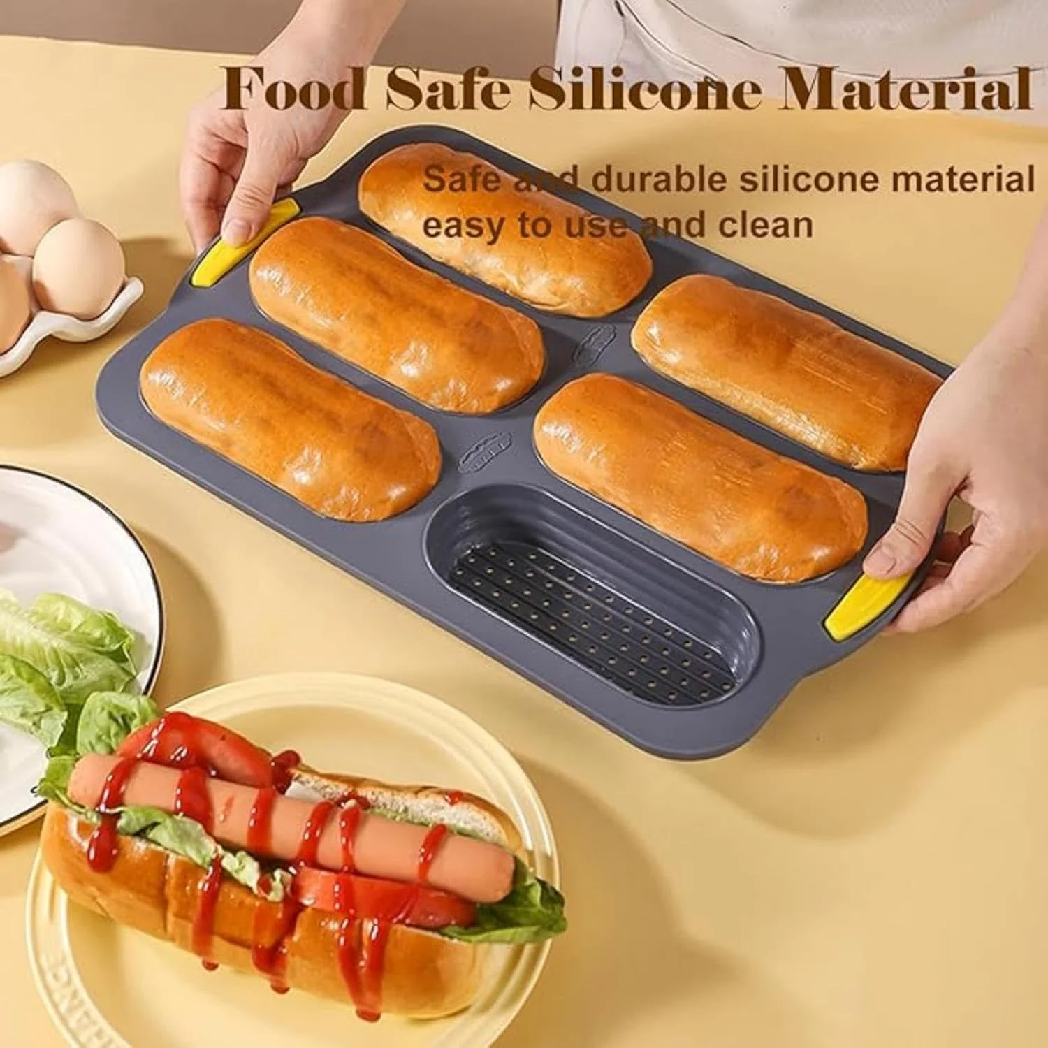 قالب های سیلیکونی ممتاز یلاجوی برای پخت - ست قالب نچسب نان تست و قالب نان هات داگ | قالب های نان مقاوم در برابر حرارت برای نان خانگی، نان ساندویچی و پخت (چند منظوره)