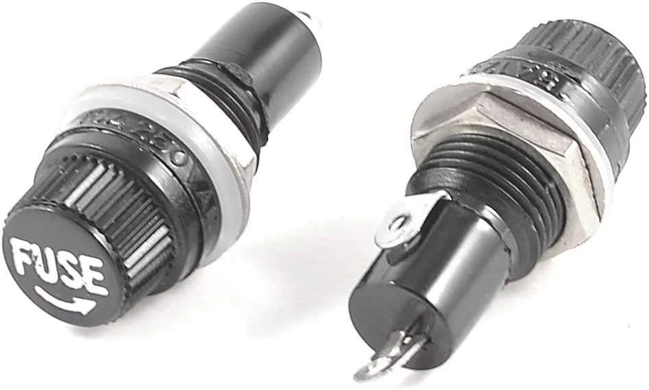 uxcell AC 15A 125V نگهدارنده فیوز پنلی با درپوش پیچی 5mm x 20mm مشکی 2 عددی