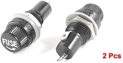 uxcell AC 15A 125V نگهدارنده فیوز پنلی با درپوش پیچی 5mm x 20mm مشکی 2 عددی