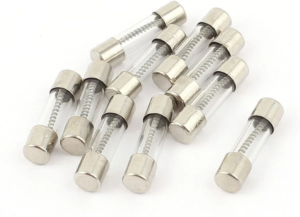 یوکسل 10 عدد فیوز شیشه ای 250 ولت 20 آمپر اسلو بلو 5mm x 20mm