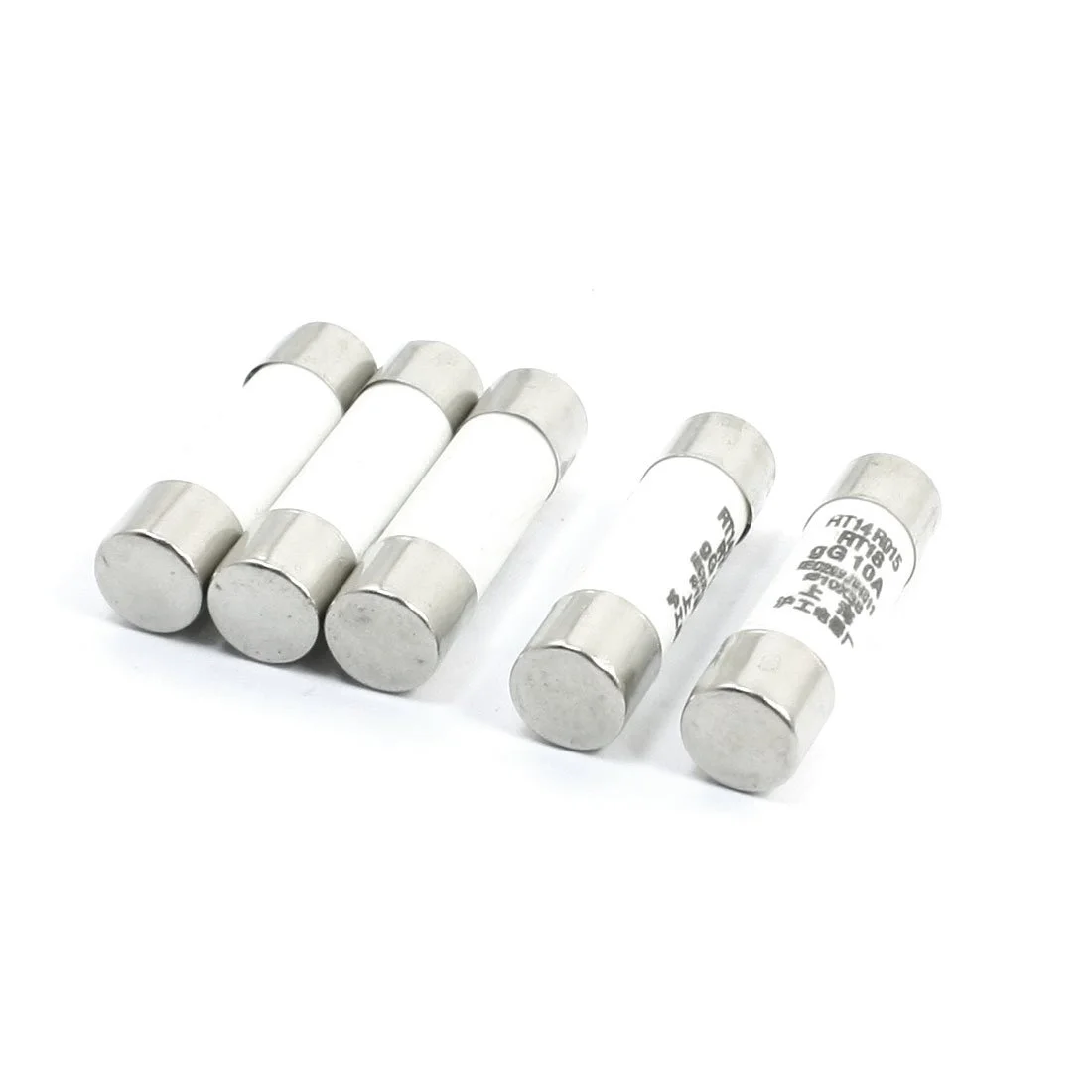 uxcell AC 380V 10A فیوزهای استوانه ای سرامیکی 10x38mm مدل RT14/RT18، بسته 5 عددی