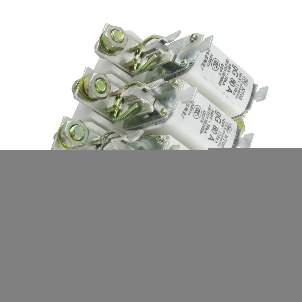 Aexit 120kA/500 (توزیع الکتریکی) 50kA/660 فیوز 80A با پایه نگهدارنده 3 پل NT00