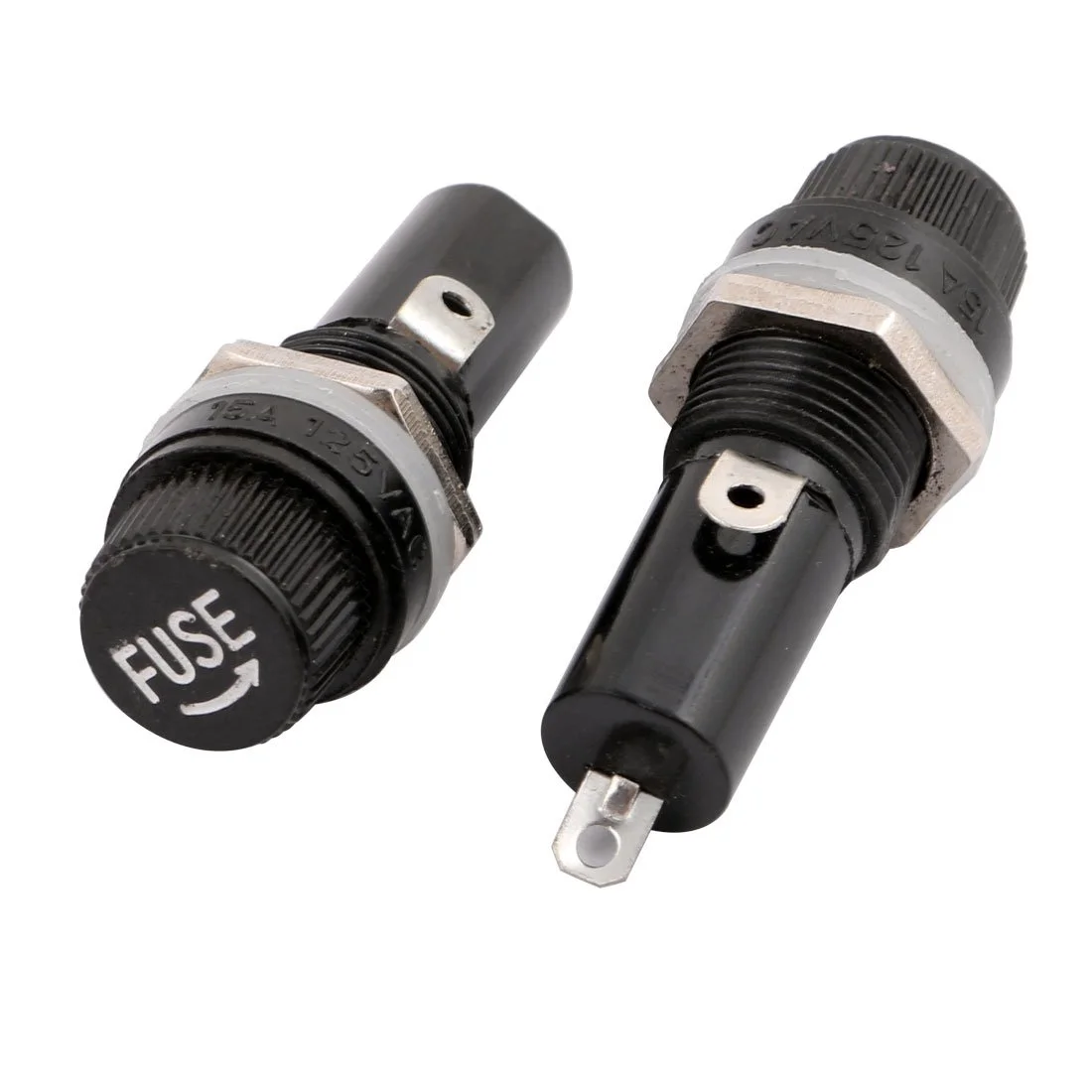 sourcingmap 12 عدد نگهدارنده فیوز پنلی با مهره قفل شونده مشکی 15 میلی متر قطر AC 125V 15A 250V 10A