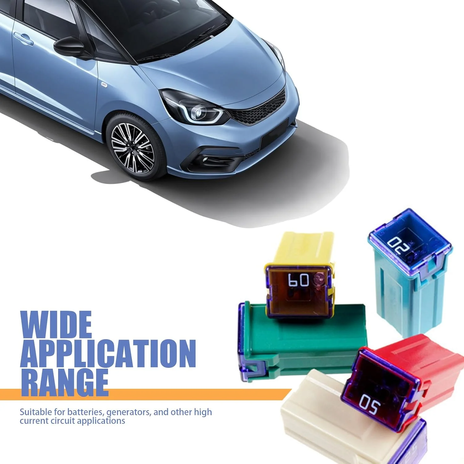 کیت ترکیبی فیوز بلند فندکی خودرو Sephile شامل 6 عدد، 0.55" x 0.47" x 1.06"، 20A 25A 30A 40A 50A 60A، کیت فیوز 32 ولت با کد رنگی، قطعات تعمیر و تعویض فیوز برای خودروهای سواری و شاسی بلند (چند رنگ)