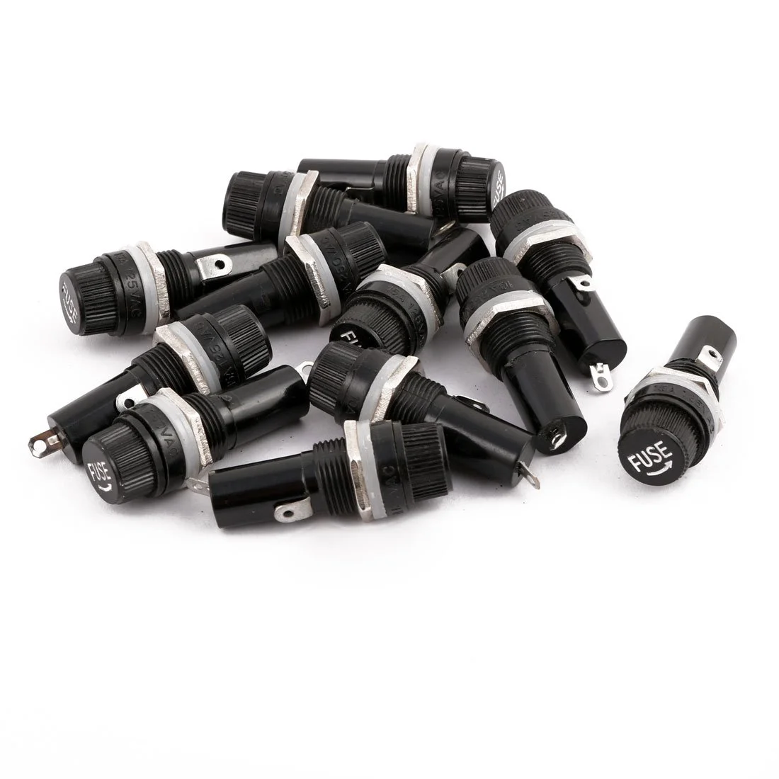 سورسینگ مپ 12 عددی نگهدارنده فیوز پنلی با مهره قفل شونده مشکی قطر 15 میلی متر AC 125V 15A 250V 10A