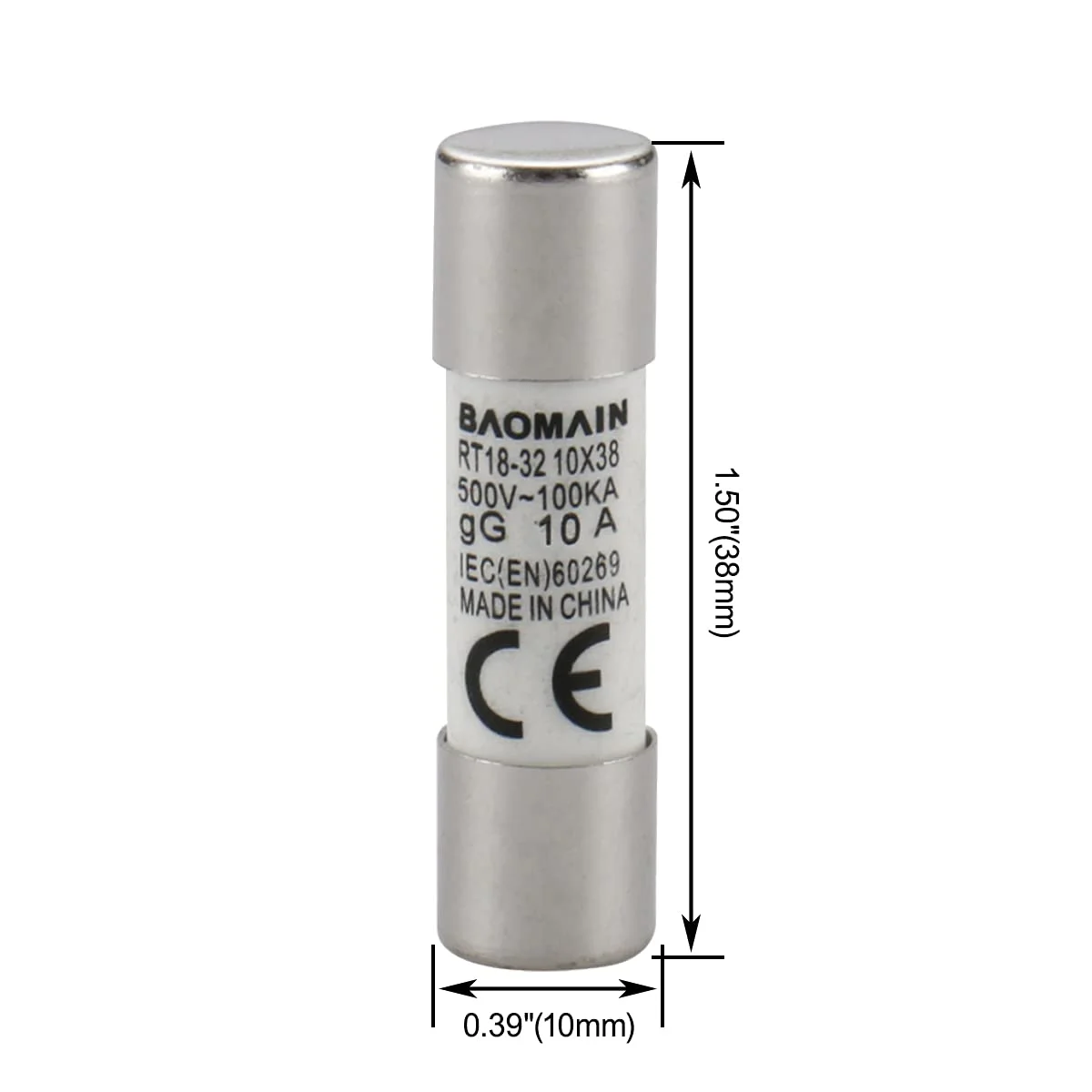 فیوز استوانه ای RT18-32 10 X 38 10A gG 500V 100kA بسته 20 عددی