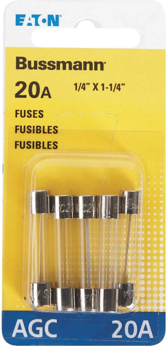 فیوز 20 آمپر Bussmann مدل BP/AGC-20 RP بسته 5 عددی