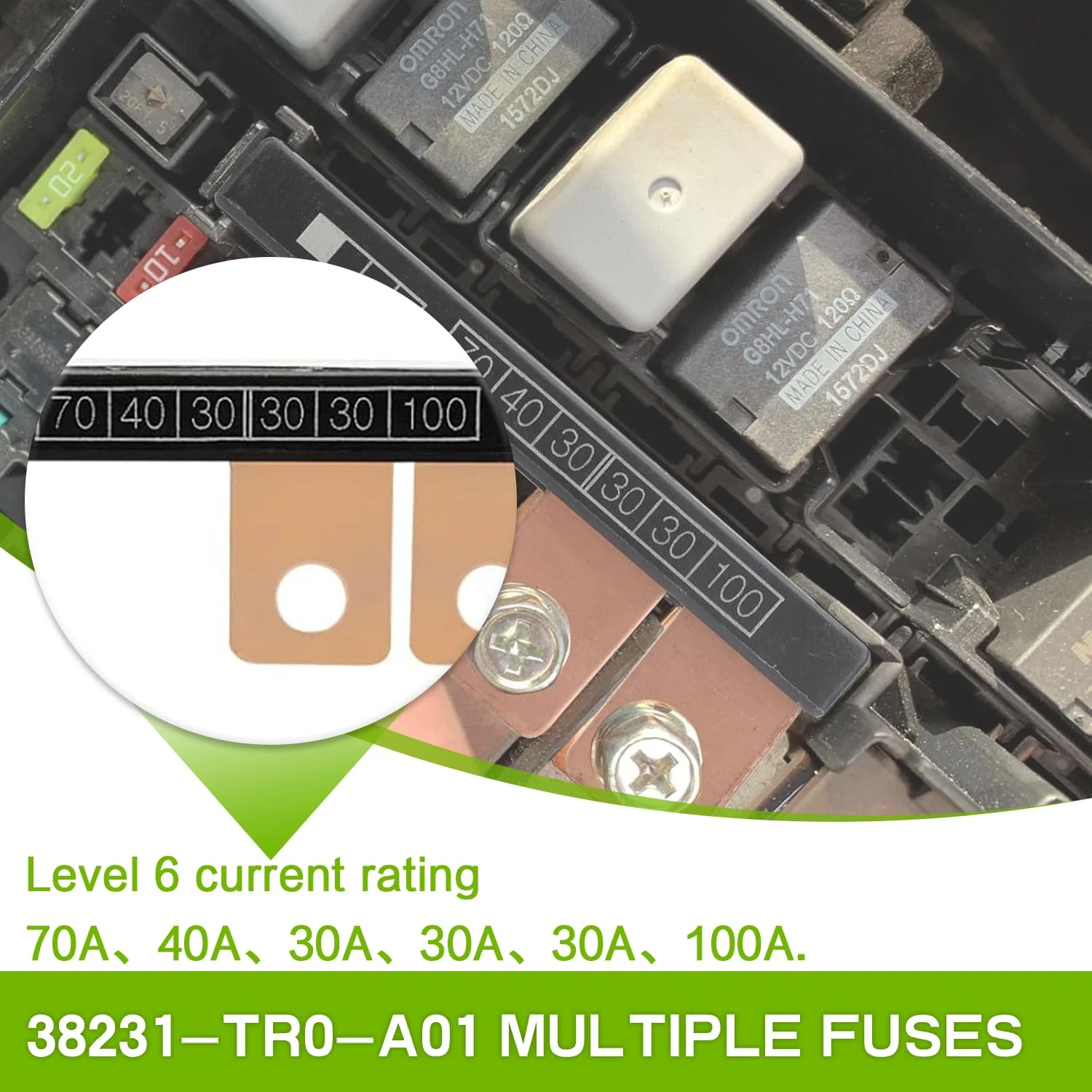 EPLZON 38231-TR0-A01 فیوز بلوکی چندگانه 6 مداره 32 آمپر با پیچ های نصب مناسب برای سیویک 2012-2015
