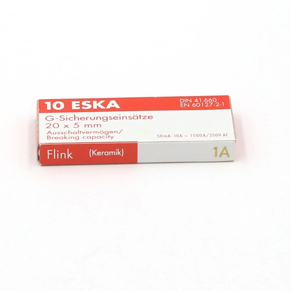 فیوزهای سرامیکی سریع ESKA 10 عددی (F) 1 آمپر/250 ولت AC 5x20 میلی متر