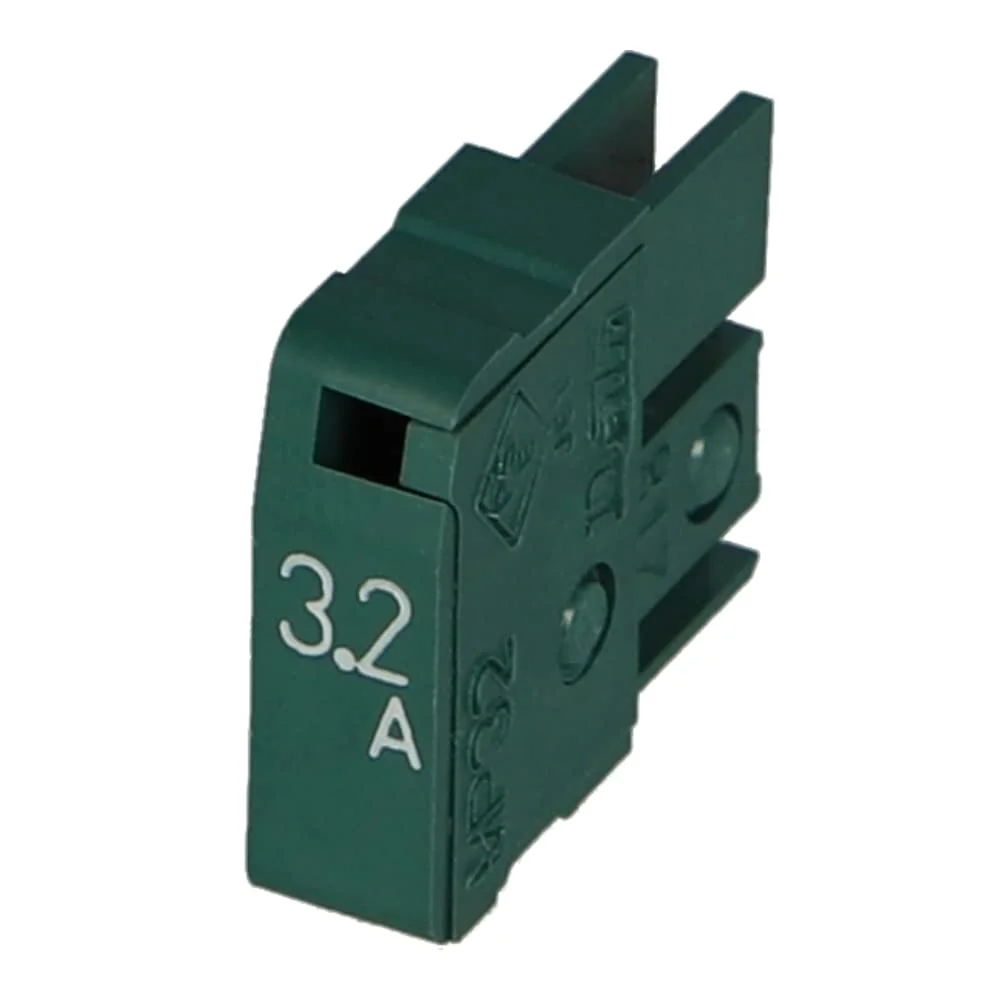 MP32 | D738 | فیوز DAITO، 3.2 آمپر، 125 ولت AC، نوع ژاپنی، پلاگین، با نشانگر سوختگی فیوز، بدنه سبز تیره