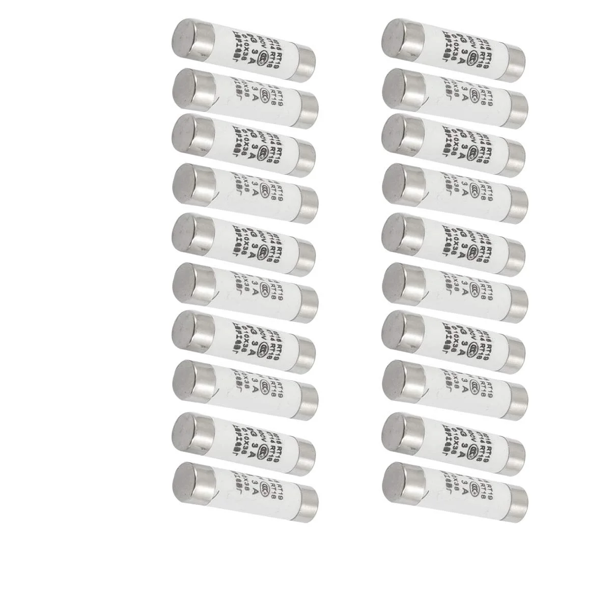 Aexit 20 عدد فیوز سرامیکی استوانه ای سریع 500 ولت 3 آمپر (58ry128qf351) سایز 10x38mm