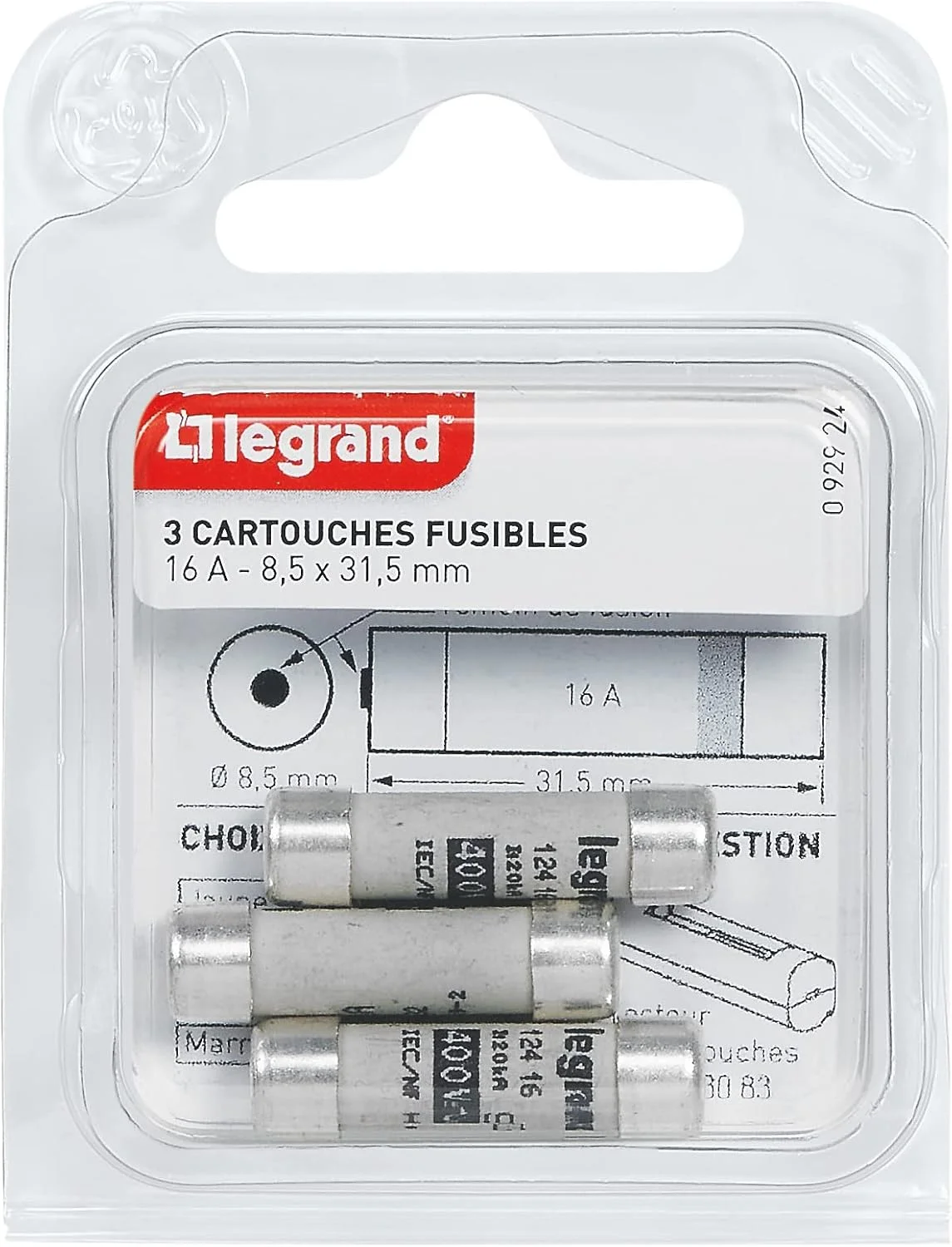 فیوزهای کارتریجی لگراند مدل LEG92924، 16 آمپر، 8.5 × 31.5 میلیمتر، بسته 3 عددی فیوزهای کارتریجی لگراند مدل LEG92924، 16 آمپر، 8.5 × 31.5 میلیمتر، بسته 3 عددی