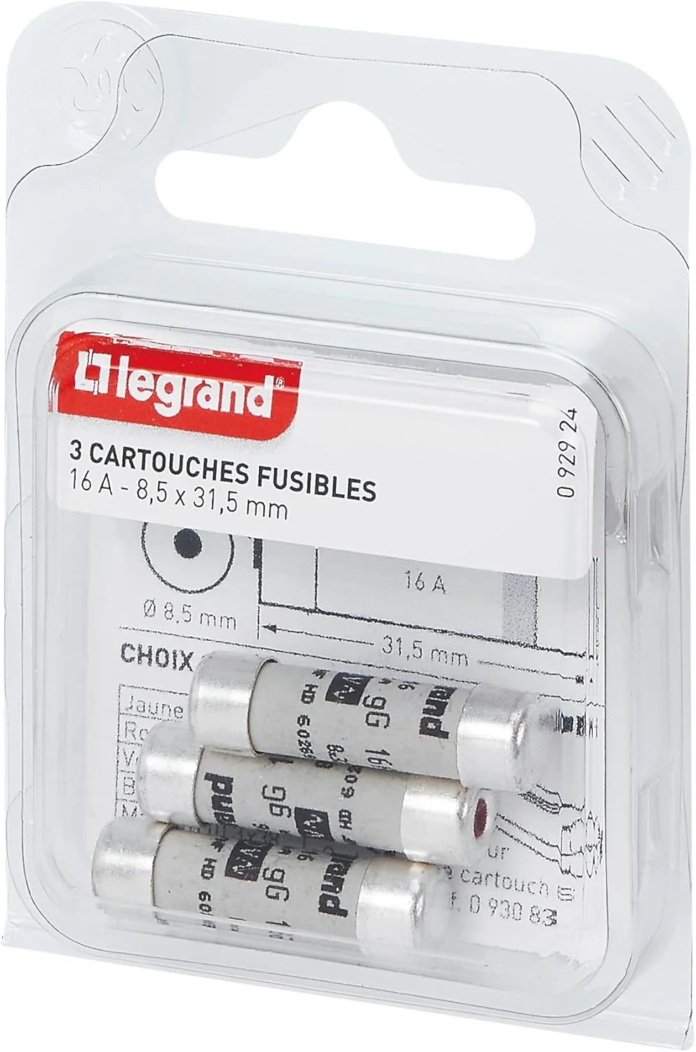 فیوزهای کارتریجی لگراند مدل LEG92924، 16 آمپر، 8.5 × 31.5 میلیمتر، بسته 3 عددی فیوزهای کارتریجی لگراند مدل LEG92924، 16 آمپر، 8.5 × 31.5 میلیمتر، بسته 3 عددی