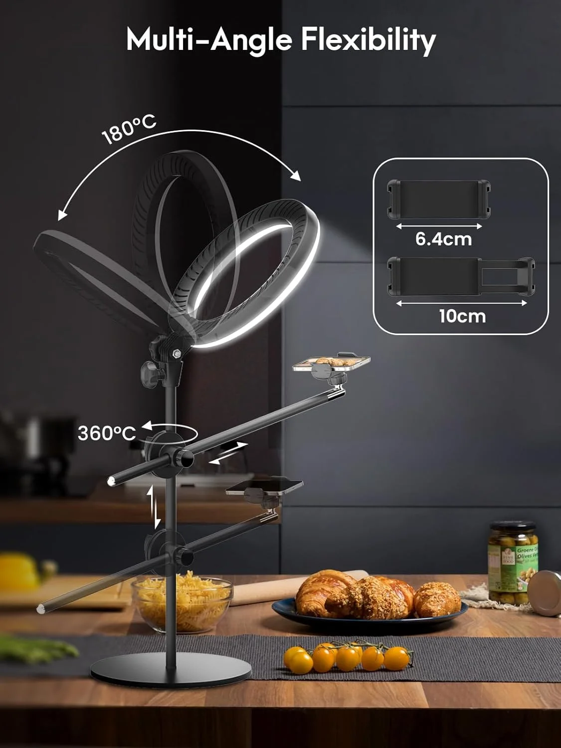 حلقه نور LUXSURE با سه پایه نگهدارنده موبایل، حلقه نور LED رومیزی 10.7 اینچی با قابلیت تنظیم نور، سه پایه بالای سر برای موبایل با حلقه نور - ایده آل برای تولید محتوا، آموزش های ویدیویی، آشپزی، آرایش حلقه نور LUXSURE با سه پایه نگهدارنده موبایل، حلقه نور LED رومیزی 10.7 اینچی با قابلیت تنظیم نور، سه پایه بالای سر برای موبایل با حلقه نور - ایده آل برای تولید محتوا، آموزش های ویدیویی، آشپزی، آرایش