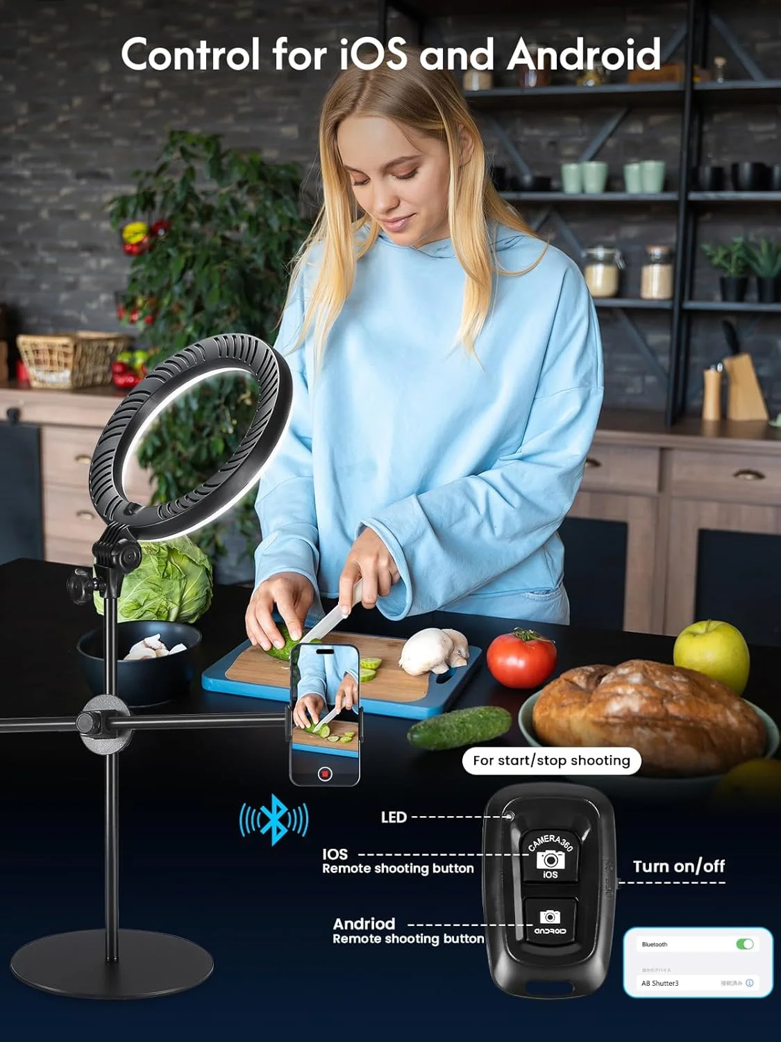 حلقه نور LUXSURE با سه پایه نگهدارنده موبایل، حلقه نور LED رومیزی 10.7 اینچی با قابلیت تنظیم نور، سه پایه بالای سر برای موبایل با حلقه نور - ایده آل برای تولید محتوا، آموزش های ویدیویی، آشپزی، آرایش حلقه نور LUXSURE با سه پایه نگهدارنده موبایل، حلقه نور LED رومیزی 10.7 اینچی با قابلیت تنظیم نور، سه پایه بالای سر برای موبایل با حلقه نور - ایده آل برای تولید محتوا، آموزش های ویدیویی، آشپزی، آرایش