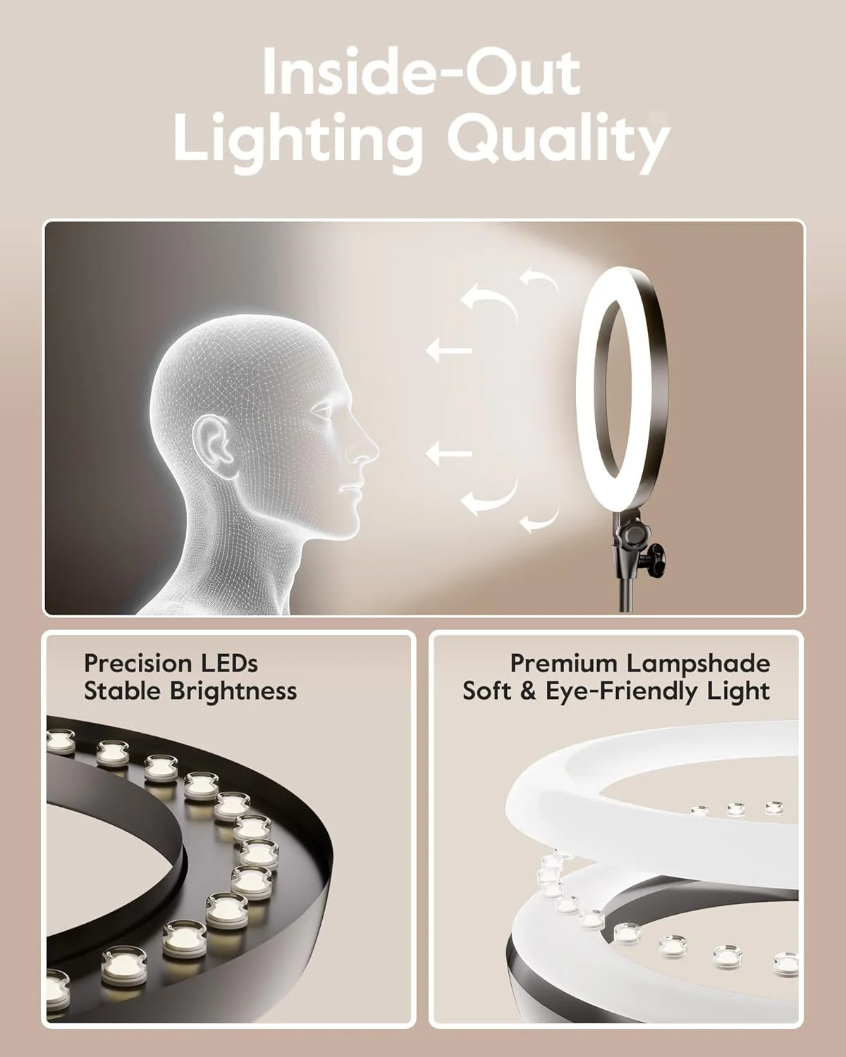 حلقه نور سلفی LUXSURE با پایه و نگهدارنده گوشی، حلقه نور بالاسری 10 اینچی برای گوشی، نورپردازی برای ضبط ویدیو با پایه سه پایه برای فیلمبرداری/آرایش/ولاگ/تیک تاک/تماس ویدیویی با کنترل از راه دور حلقه نور سلفی LUXSURE با پایه و نگهدارنده گوشی، حلقه نور بالاسری 10 اینچی برای گوشی، نورپردازی برای ضبط ویدیو با پایه سه پایه برای فیلمبرداری/آرایش/ولاگ/تیک تاک/تماس ویدیویی با کنترل از راه دور