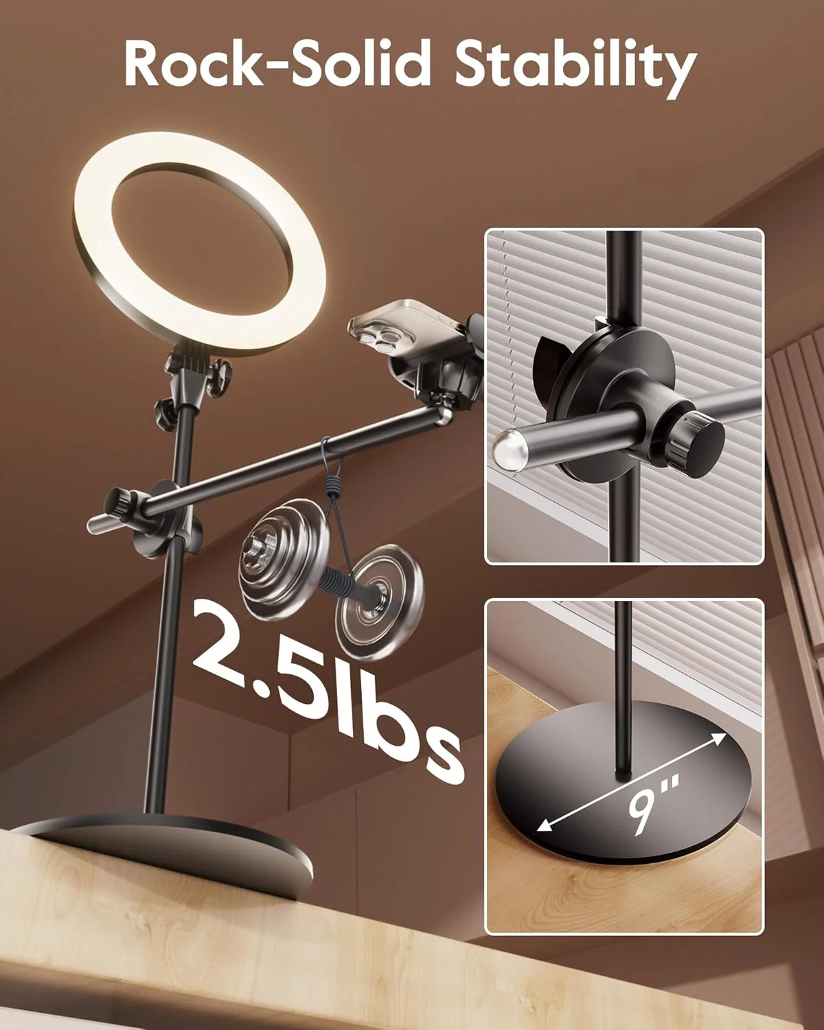 حلقه نور سلفی LUXSURE با پایه و نگهدارنده گوشی، حلقه نور بالاسری 10 اینچی برای گوشی، نورپردازی برای ضبط ویدیو با پایه سه پایه برای فیلمبرداری/آرایش/ولاگ/تیک تاک/تماس ویدیویی با کنترل از راه دور حلقه نور سلفی LUXSURE با پایه و نگهدارنده گوشی، حلقه نور بالاسری 10 اینچی برای گوشی، نورپردازی برای ضبط ویدیو با پایه سه پایه برای فیلمبرداری/آرایش/ولاگ/تیک تاک/تماس ویدیویی با کنترل از راه دور