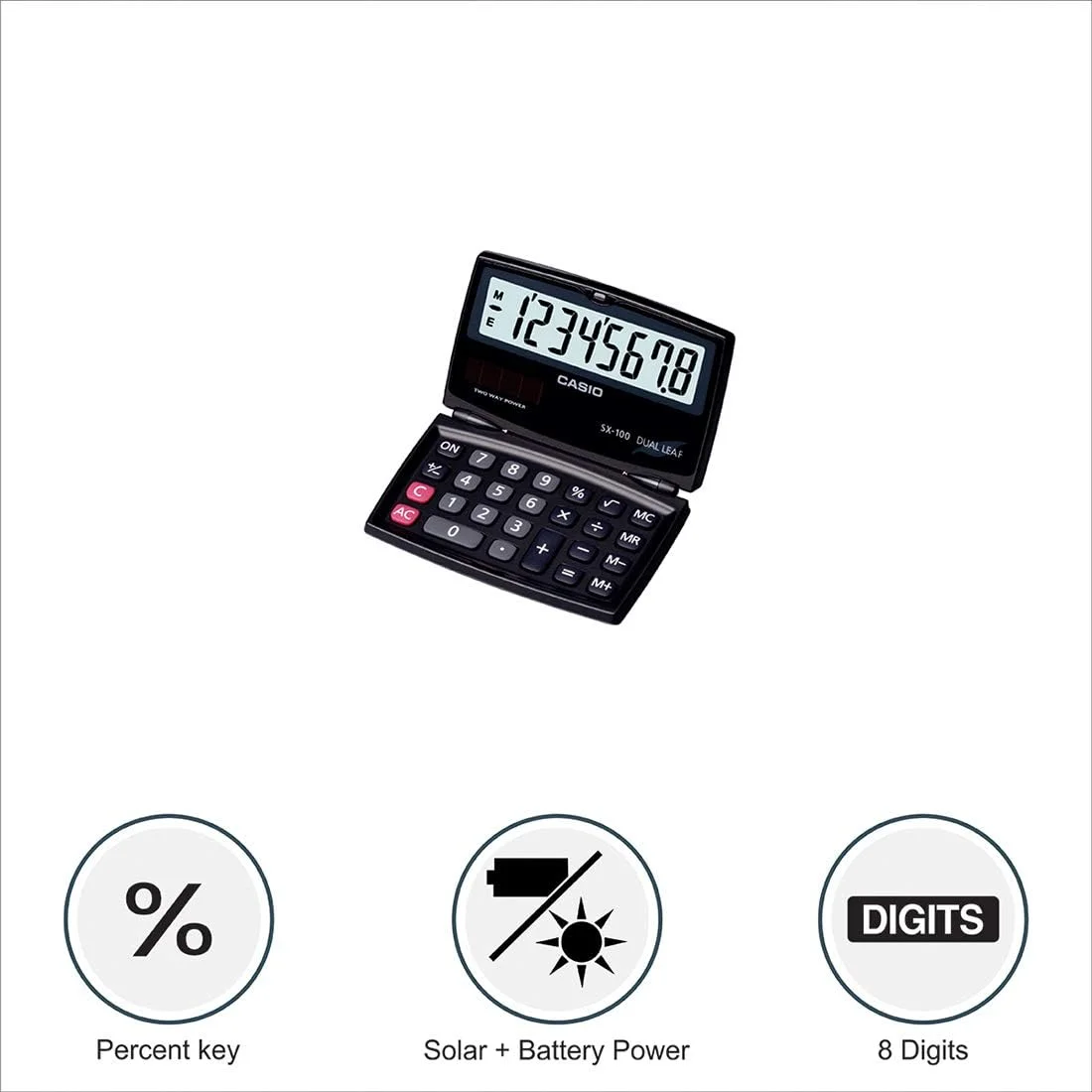 ماشین حساب 8 رقمی قابل حمل کاسیو مدل SX-100 ماشین حساب 8 رقمی قابل حمل کاسیو مدل SX-100