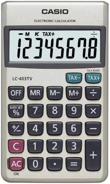 ماشین حساب قابل حمل کاسیو مدل Lc-403Tv (نقره ای)، A01